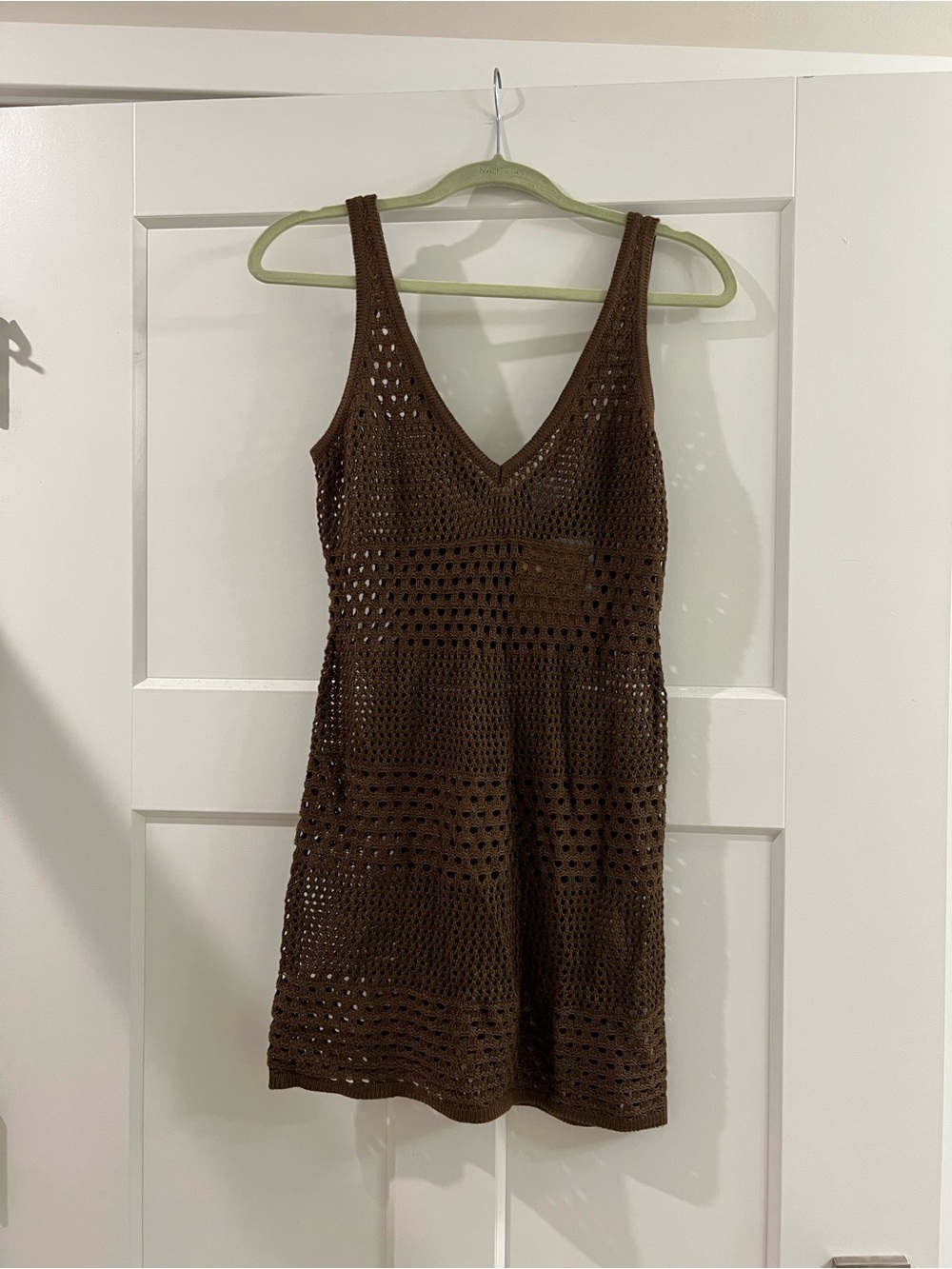 Shade & Shore Brown Crochet V-Neck Swim Coverup